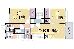 阪急京都本線 西向日駅 徒歩5分の賃貸アパート 1階2LDKの間取り