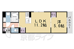 JR山陰本線 太秦駅 徒歩17分の賃貸アパート 2階1LDKの間取り