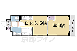 ベラジオ京都西大路ウエスト 2階1DKの間取り
