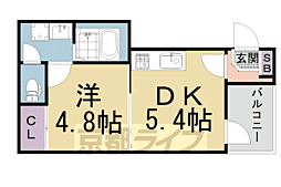 近鉄京都線 竹田駅 徒歩6分の賃貸アパート 2階1DKの間取り