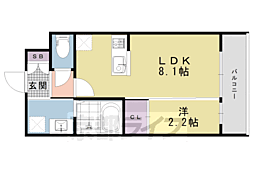 アドバンス京都リエートII 3階1LDKの間取り
