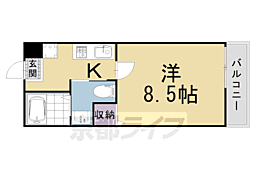 フォルビート五条 2階1Kの間取り