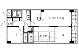 京都地下鉄東西線 六地蔵駅 徒歩8分の賃貸マンション 1階3LDKの間取り