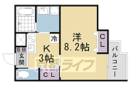京都地下鉄東西線 椥辻駅 徒歩9分の賃貸アパート 2階1Kの間取り