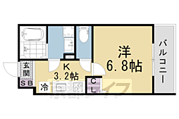 京都地下鉄東西線 椥辻駅 徒歩6分の賃貸アパート 3階1Kの間取り