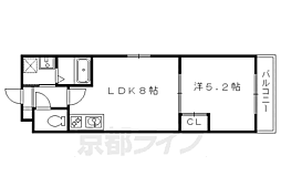 京阪本線 藤森駅 徒歩4分の賃貸マンション 3階1LDKの間取り