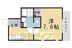 京都地下鉄東西線 石田駅 徒歩5分の賃貸アパート 2階1Kの間取り