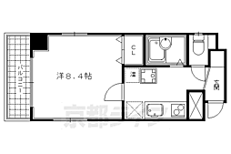 京阪本線 三条駅 徒歩9分の賃貸マンション 2階1Kの間取り
