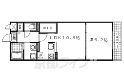 京都地下鉄東西線 椥辻駅 徒歩9分の賃貸マンション 2階1LDKの間取り