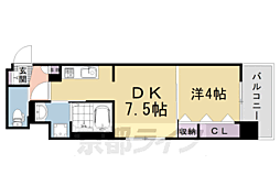 阪急京都本線 西京極駅 徒歩9分の賃貸マンション 6階1DKの間取り