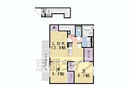 アムール京都梅小路 2階2LDKの間取り