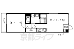 グレース西ノ京 3階1LDKの間取り