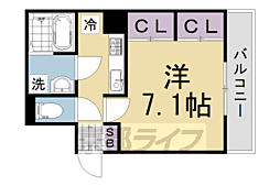 京阪本線 中書島駅 徒歩30分の賃貸アパート 3階1Kの間取り