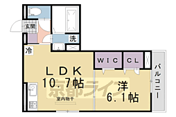 GRAMM御陵A 1LDKの間取図画像