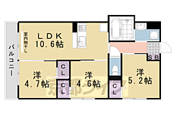 ウッズ荒塚 3LDKの間取図画像