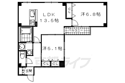 コモド御所南 2LDKの間取図画像