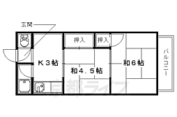 イオボヌール宇治 2Kの間取図画像
