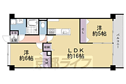 アビターレ室町 2LDKの間取図画像