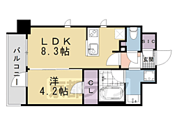 エステムコート京都ステーション2 1LDKの間取図画像