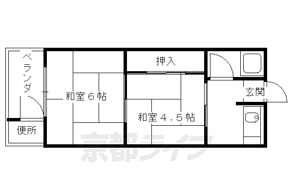 京都府京都市伏見区深草泓ノ壺町(賃貸アパート2K・2階・26.57㎡)の写真 その2