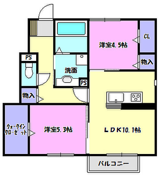 プランドール 101｜茨城県守谷市本町(賃貸アパート2LDK・1階・55.32㎡)の写真 その2