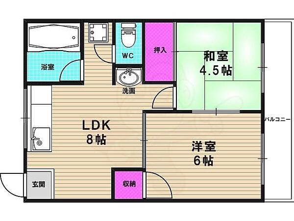 市ノ前ハイツ ｜京都府京都市西京区桂市ノ前町(賃貸マンション2LDK・3階・38.88㎡)の写真 その2