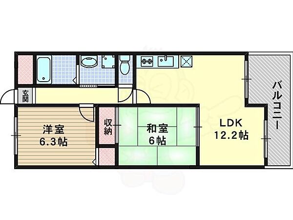 クラヴァス長岡京 ｜京都府長岡京市開田２丁目(賃貸マンション2LDK・1階・55.76㎡)の写真 その2