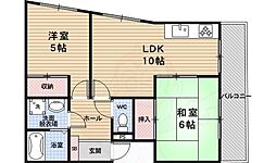サンホーハイツ 2階2LDKの間取り