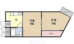 ブランドハウス京都二条城 3階2Kの間取り