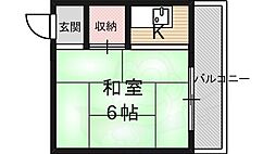 うずまさハイツ 1Kの間取図画像