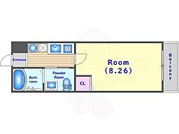 フラッティ毘沙門町 1階1Kの間取り
