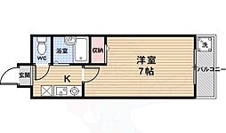 シェモア衣笠 3階1Kの間取り