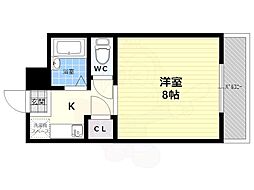 ハイツ松山 2階1Kの間取り