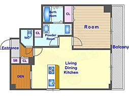 パインフィールド二条城 5階1SLDKの間取り