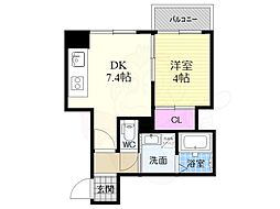 プログレーッソ西ノ京 1階1LDKの間取り