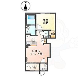 Arietta Haradani 1階1LDKの間取り