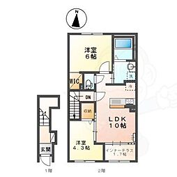 Arietta Haradani 2階2LDKの間取り