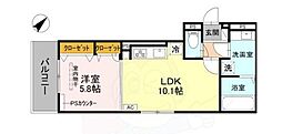 GRAMM六地蔵 A棟 2階1LDKの間取り