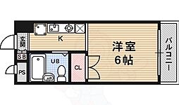 パラドール円町 2階1Kの間取り