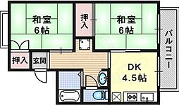 レーヴ・ボワA 2DKの間取図画像