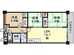 サンクスシティーFUKUI 3階3LDKの間取り