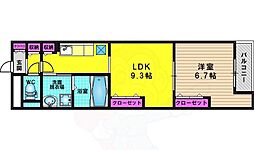 阪急京都本線 桂駅 徒歩15分の賃貸マンション 2階1DKの間取り