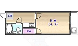 ユニメント桂 1Kの間取図画像