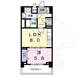 ココ クレメント 2 8階1LDKの間取り