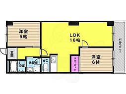 サンフローラ桂 4階2LDKの間取り