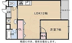 第31長栄コーポきぬもと 1階1LDKの間取り