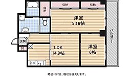 ルミノーサ三条小川 5階2LDKの間取り