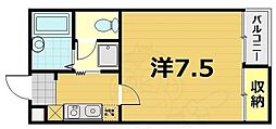 京阪本線 伏見桃山駅 徒歩9分の賃貸マンション 2階1Kの間取り