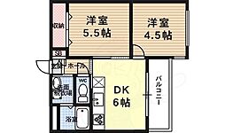 BRIGHT HOME 1階2DKの間取り