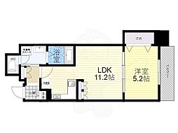 リーガル京都西陣2 6階1LDKの間取り